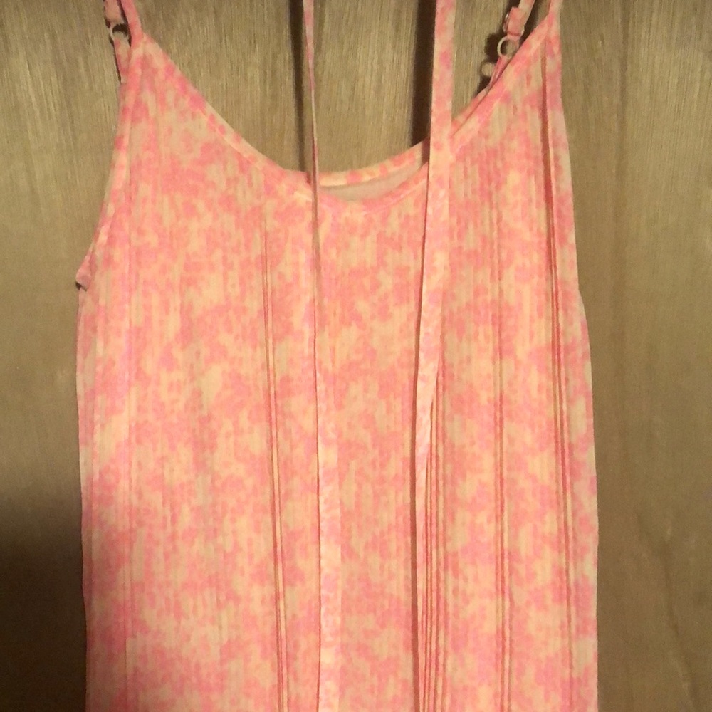 Vibrant pink and peach maxi dress